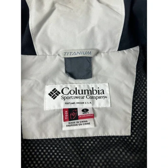 Mens Titanium Waterproof Columbia Jacket Hidden Hood Sage Green White Size Large - Picture 13 of 15